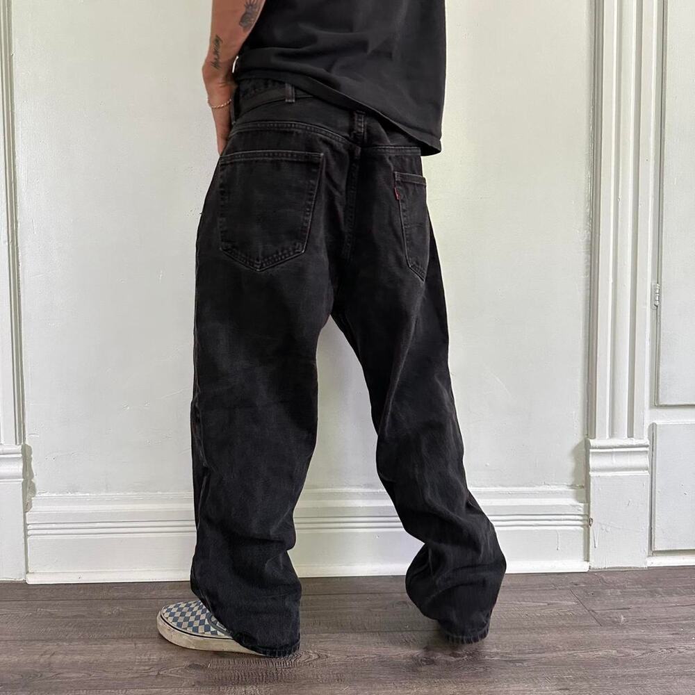 Vintage Black Faded Levis 550 Denim Faded Wide Leg Baggy Fit Jeans